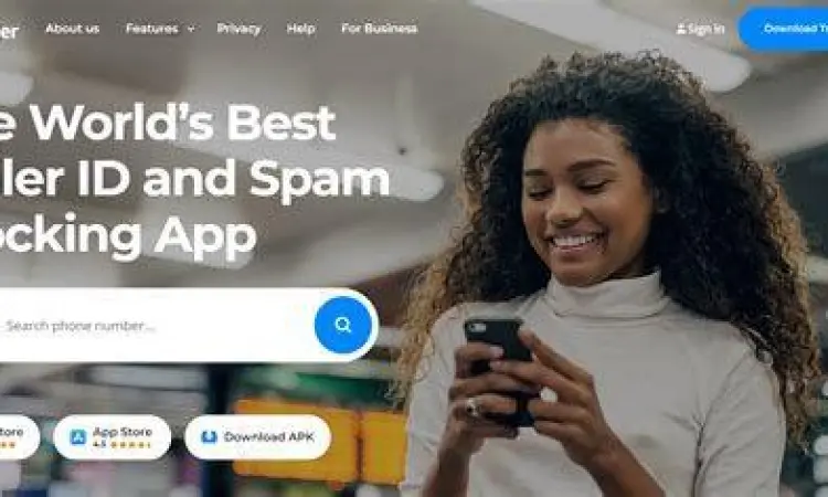 Kolom pencarian pada website resmi Truecaller