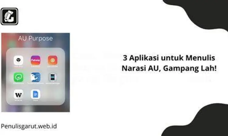 Tampilan antarmuka aplikasi au untuk menulis fiksi