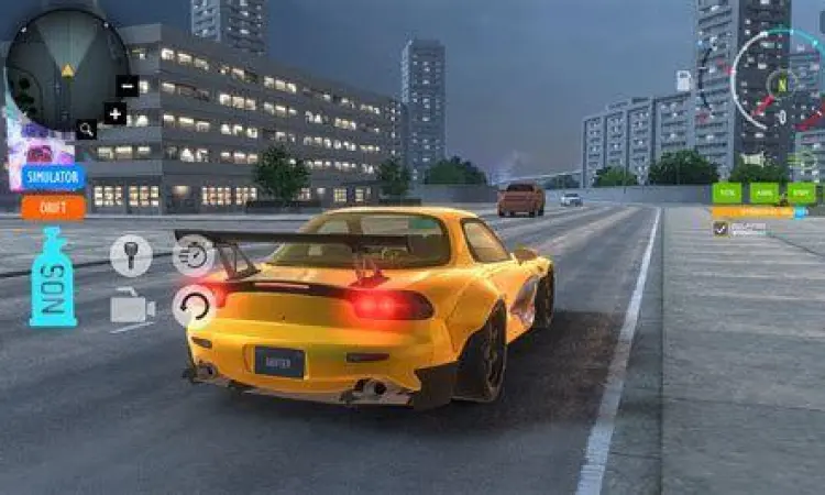 Teknik drifting di tikungan kota pada game simulasi mobil