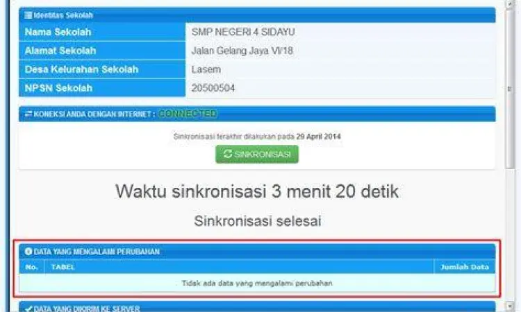 Proses sinkronisasi aplikasi dapodik ke server pusat