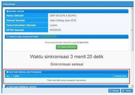 Sinkronisasi Dapodik Proses sinkronisasi aplikasi dapodik ke server pusat