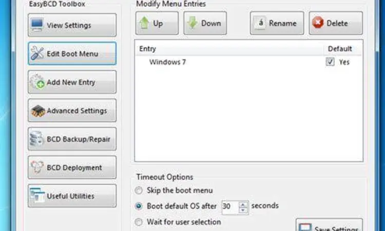 Antarmuka BCD Editor pada EasyBCD