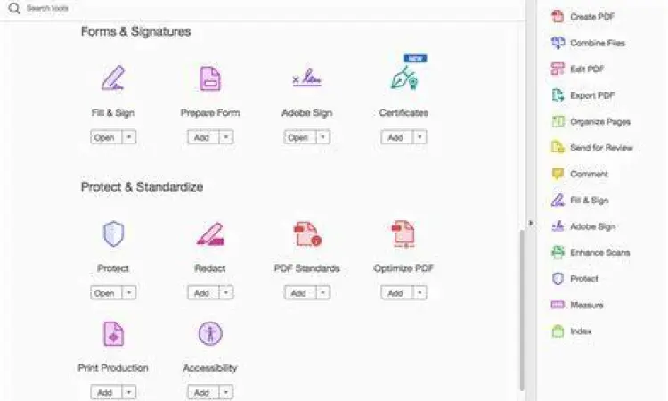 Adobe Acrobat Pro DC Interface Antarmuka Adobe Acrobat Pro DC yang profesional