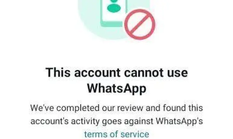 Layar peringatan akun WhatsApp diblokir