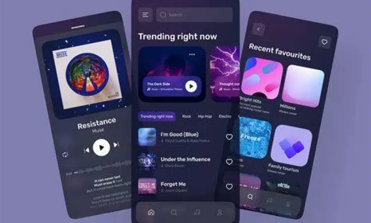 Antarmuka Aplikasi Musik Antarmuka aplikasi musik modern tanpa iklan