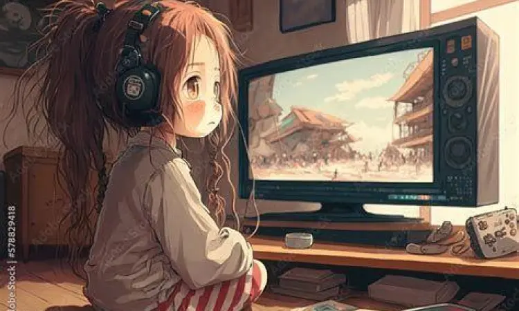 Nonton Anime Bersama Karakter anime sedang berkumpul menonton bersama