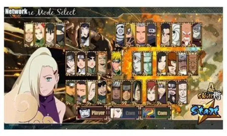 Menu Karakter Naruto Senki Menu pemilihan karakter dalam game Naruto Senki