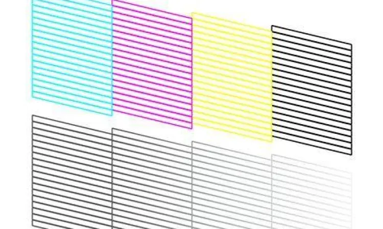 Hasil cetak nozzle check yang sempurna pada Epson L360