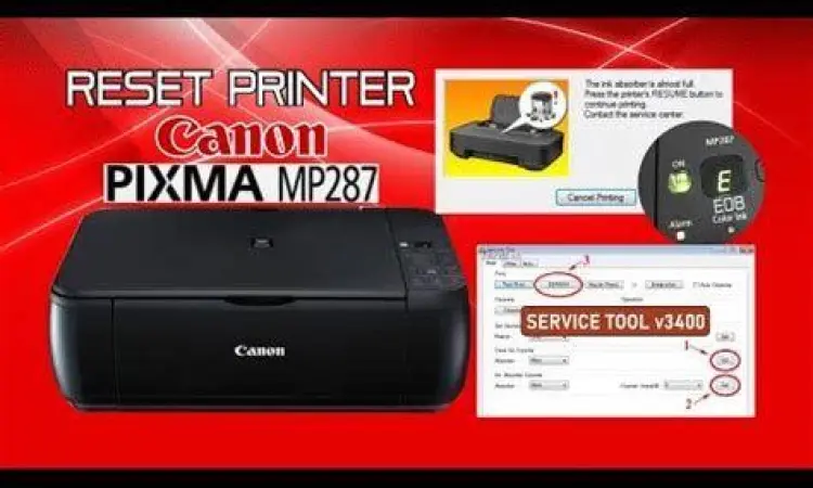 Tampilan aplikasi Service Tool v3400 untuk reset Canon MP287