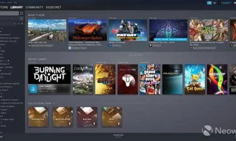 Antarmuka Steam Tampilan antarmuka perpustakaan aplikasi download game Steam