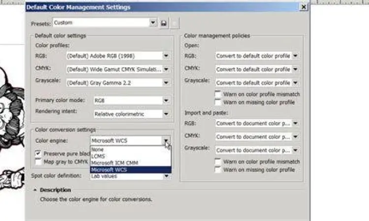 Manajemen Warna Corel X5 Tampilan pengaturan warna di Corel Draw X5