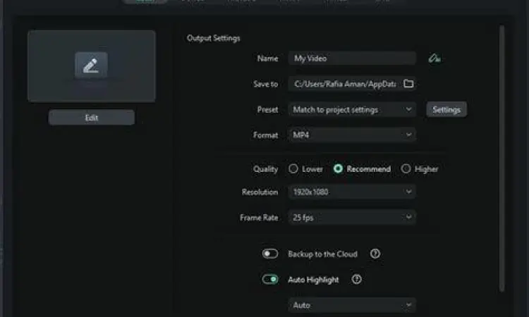 Pengaturan ekspor video Filmora 9