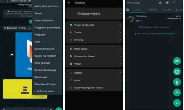 Interface GB WhatsApp Pro Pengaturan privasi di GB WhatsApp Pro