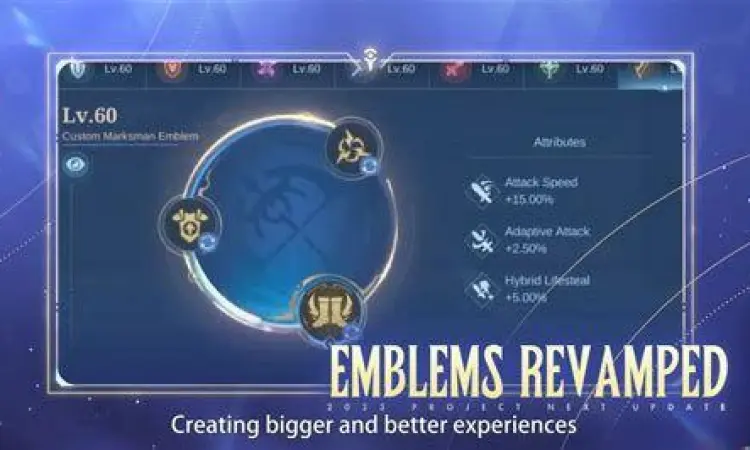 Antarmuka sistem emblem baru aplikasi Mobile Legend