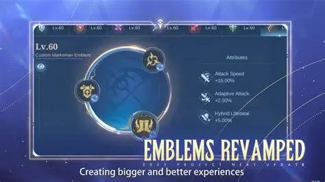 Sistem Emblem MLBB Antarmuka sistem emblem baru aplikasi Mobile Legend