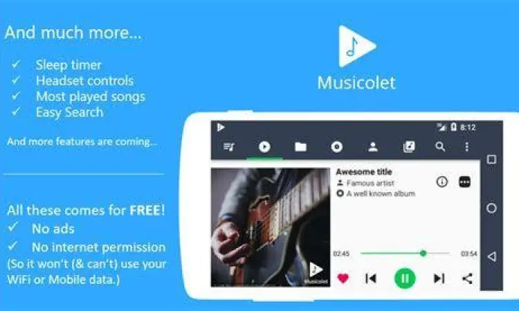 Tampilan aplikasi Musicolet di Android