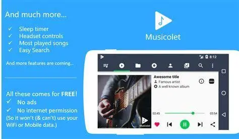 Antarmuka Musicolet Tampilan aplikasi Musicolet di Android
