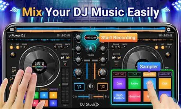 Aktivitas mixing musik menggunakan tablet Android