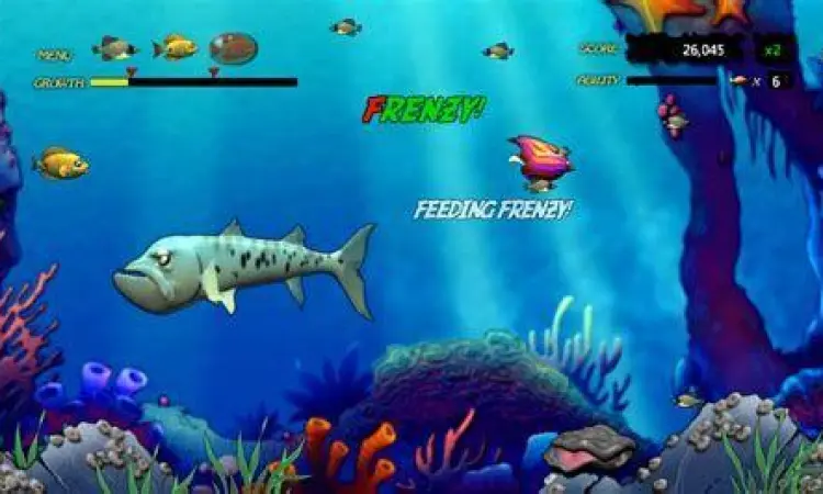 Berbagai jenis power ups di game Feeding Frenzy