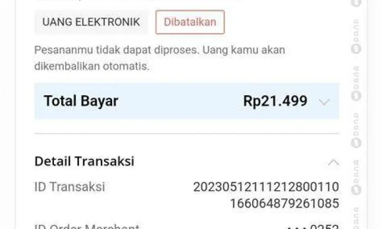 Bukti transaksi saldo dana berhasil dari aplikasi