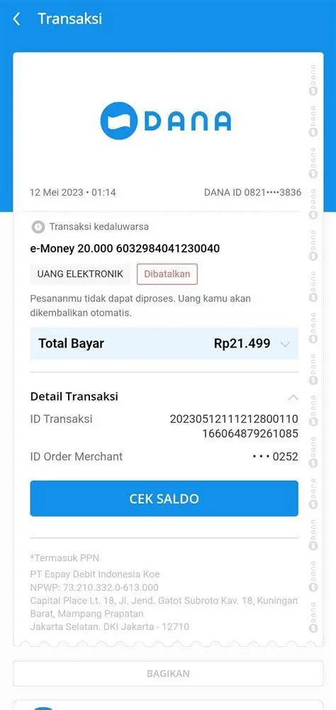 Bukti Transaksi Saldo Dana Bukti transaksi saldo dana berhasil dari aplikasi