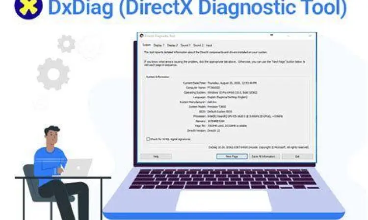 Tampilan DirectX Diagnostic Tool di Windows