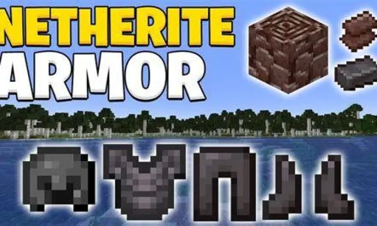 Karakter Minecraft menggunakan armor netherite di versi 1.16.220