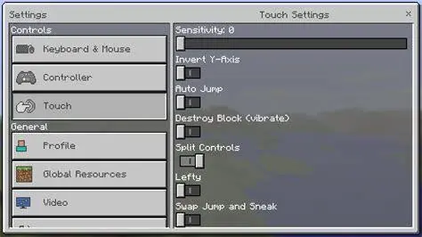 UI Settings Minecraft 1.16.220 Menu pengaturan Minecraft Bedrock versi 1.16.220