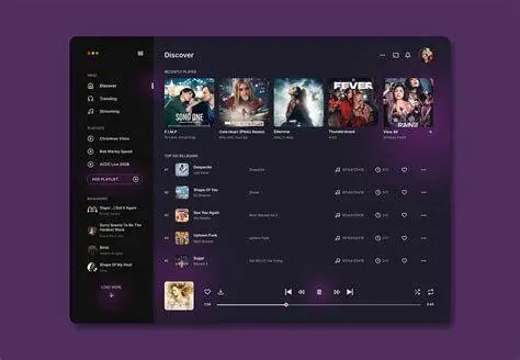 Tampilan Aplikasi Musik Modern antarmuka aplikasi streaming musik