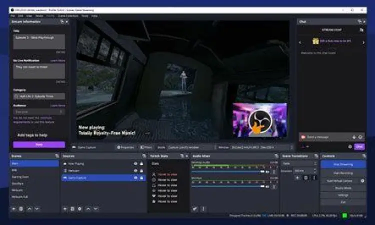 Interface OBS Studio untuk rekam layar