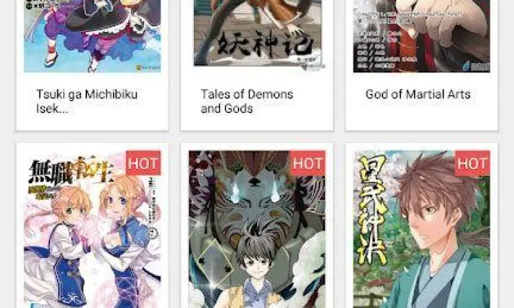 Daftar koleksi manga di aplikasi Bacakomik