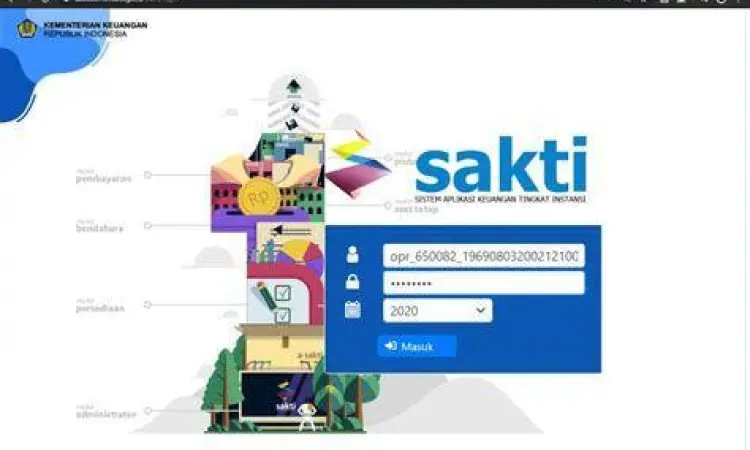 Dashboard Utama Aplikasi SAKTI Tampilan dashboard aplikasi sakti untuk pengelola keuangan