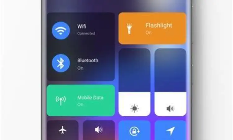 Tampilan Control Center iOS di Android