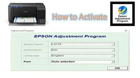 Antarmuka Resetter L1210 Tampilan aplikasi Epson Adjustment Program