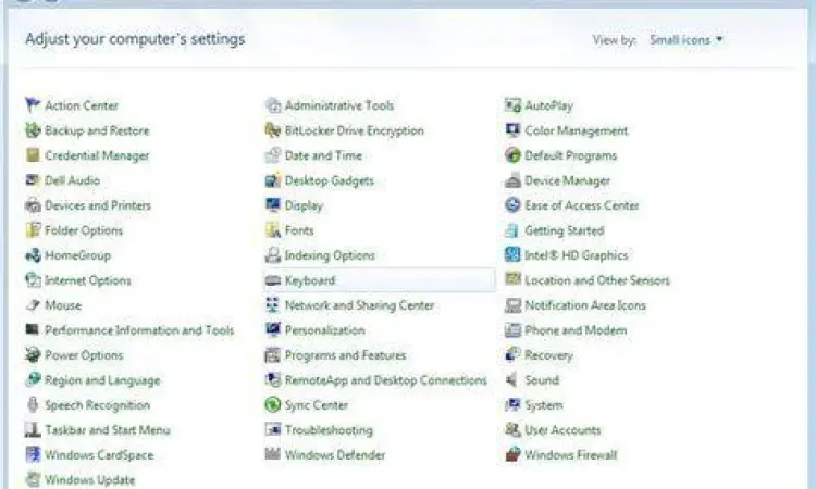 Control Panel pada Windows 7