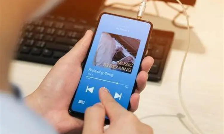 Tampilan perpustakaan musik di dalam smartphone