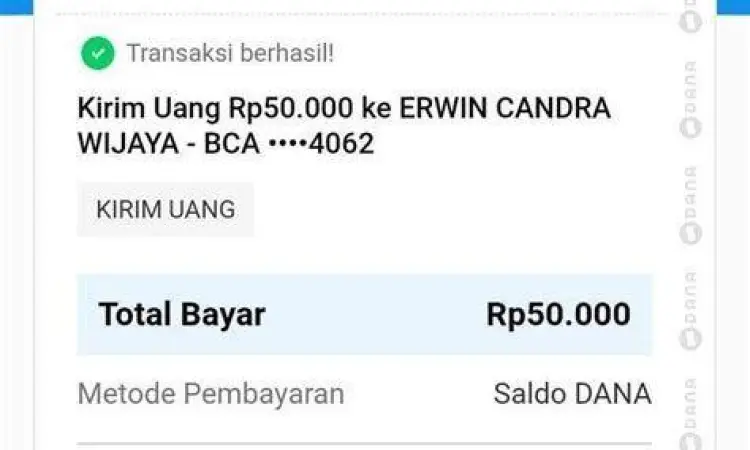 Notifikasi saldo dana bertambah setelah convert pulsa