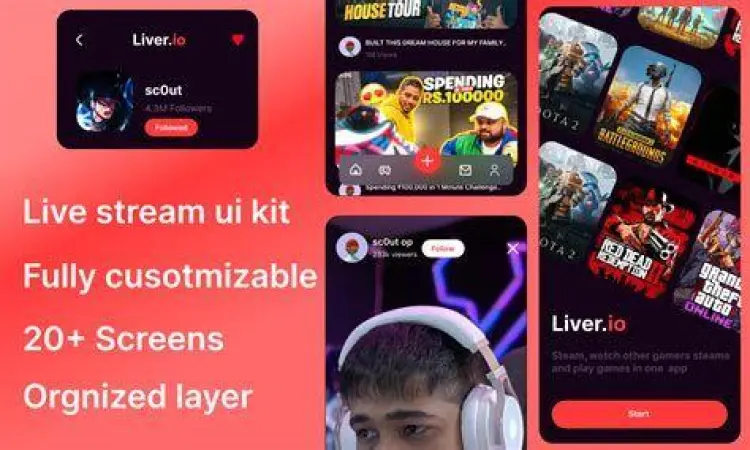 Tampilan antarmuka aplikasi live streaming global dengan fitur interaktif