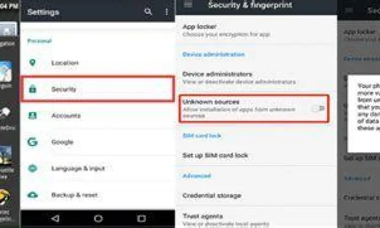 Langkah aktivasi sumber tidak dikenal di android