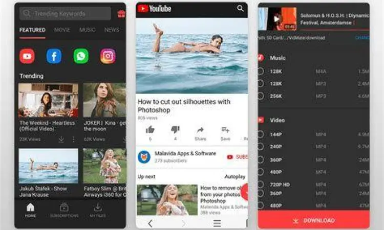 Antarmuka Pengunduh Video Tampilan antarmuka aplikasi pengunduh video YouTube