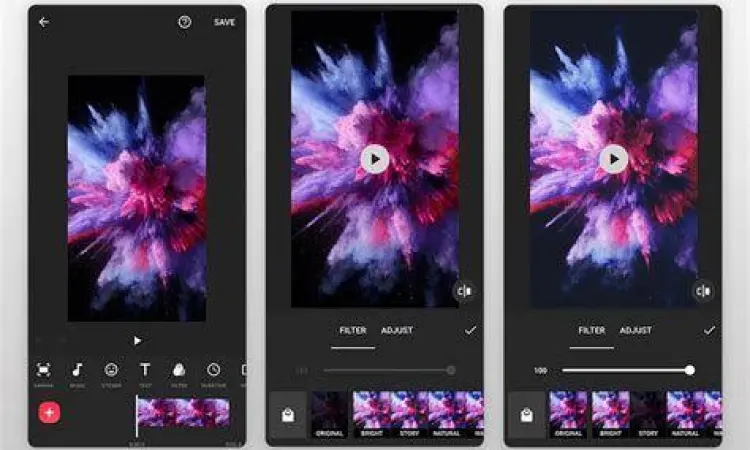 Antarmuka aplikasi edit video TikTok di HP