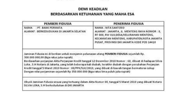 Contoh sertifikat jaminan fidusia format digital