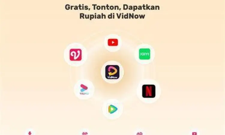 Antarmuka pengguna aplikasi VidNow di smartphone