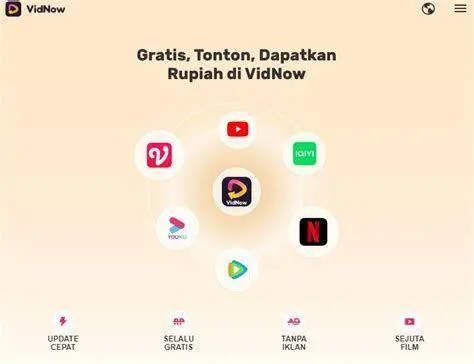 User Interface VidNow Antarmuka pengguna aplikasi VidNow di smartphone