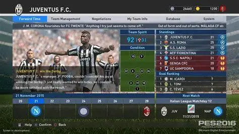Master League Menu Tampilan antarmuka Master League PES 2016