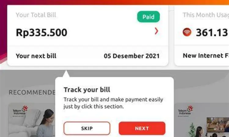 Fitur dashboard MyIndiHome