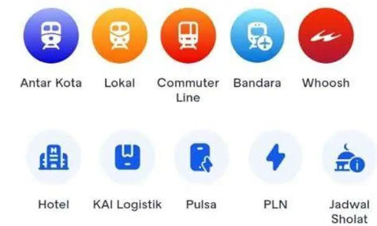 Tampilan menu utama aplikasi kereta api
