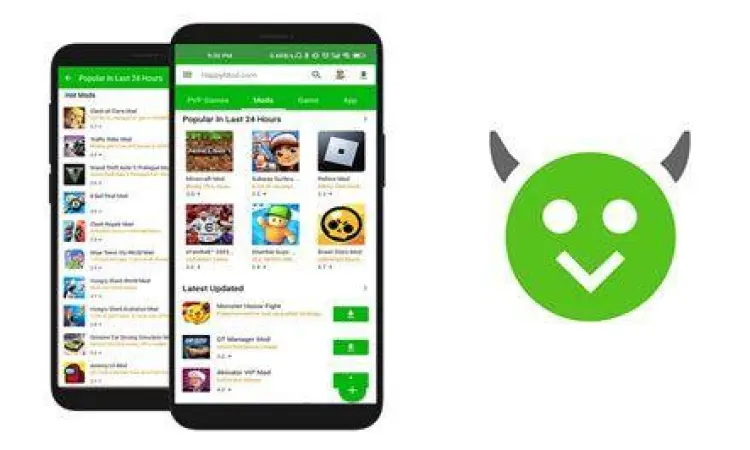 Interface HappyMod APK Antarmuka aplikasi HappyMod APK pada perangkat Android