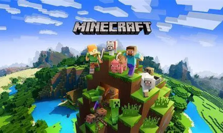 Karakter sedang melakukan crafting di dalam aplikasi Minecraft