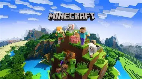 Gameplay Survival Minecraft Karakter sedang melakukan crafting di dalam aplikasi Minecraft